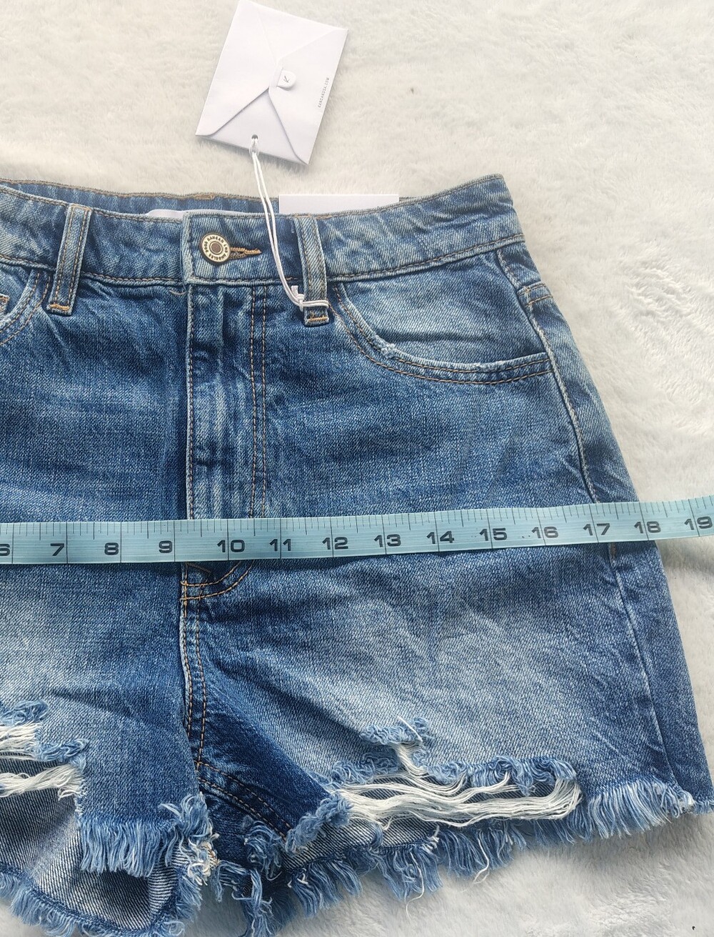 KanCan Distressed Blue High-Rise Denim Shorts - Picture 9 of 12